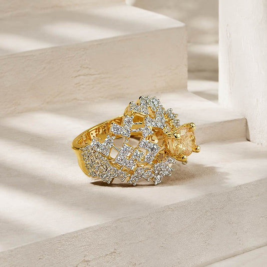 Meher-e-Zar Champagne Crystal Lattice Ring 1