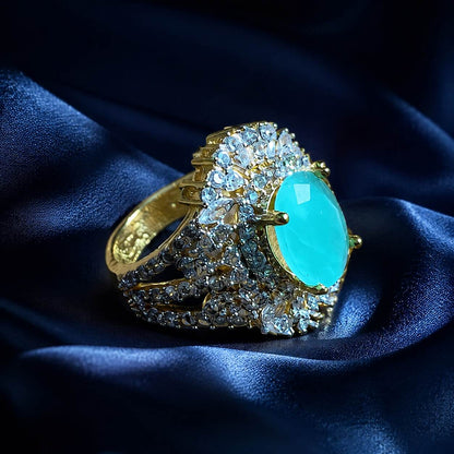 Noor-e-Feroza Aqua Crystal Statement Ring 4