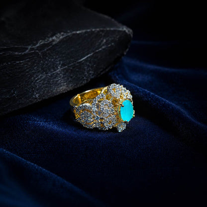 Feroza-e-Gul Aqua Crystal Statement Ring view 4