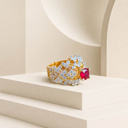 Shah-e-Yaqoot Ruby Crystal Lattice Ring view 1
