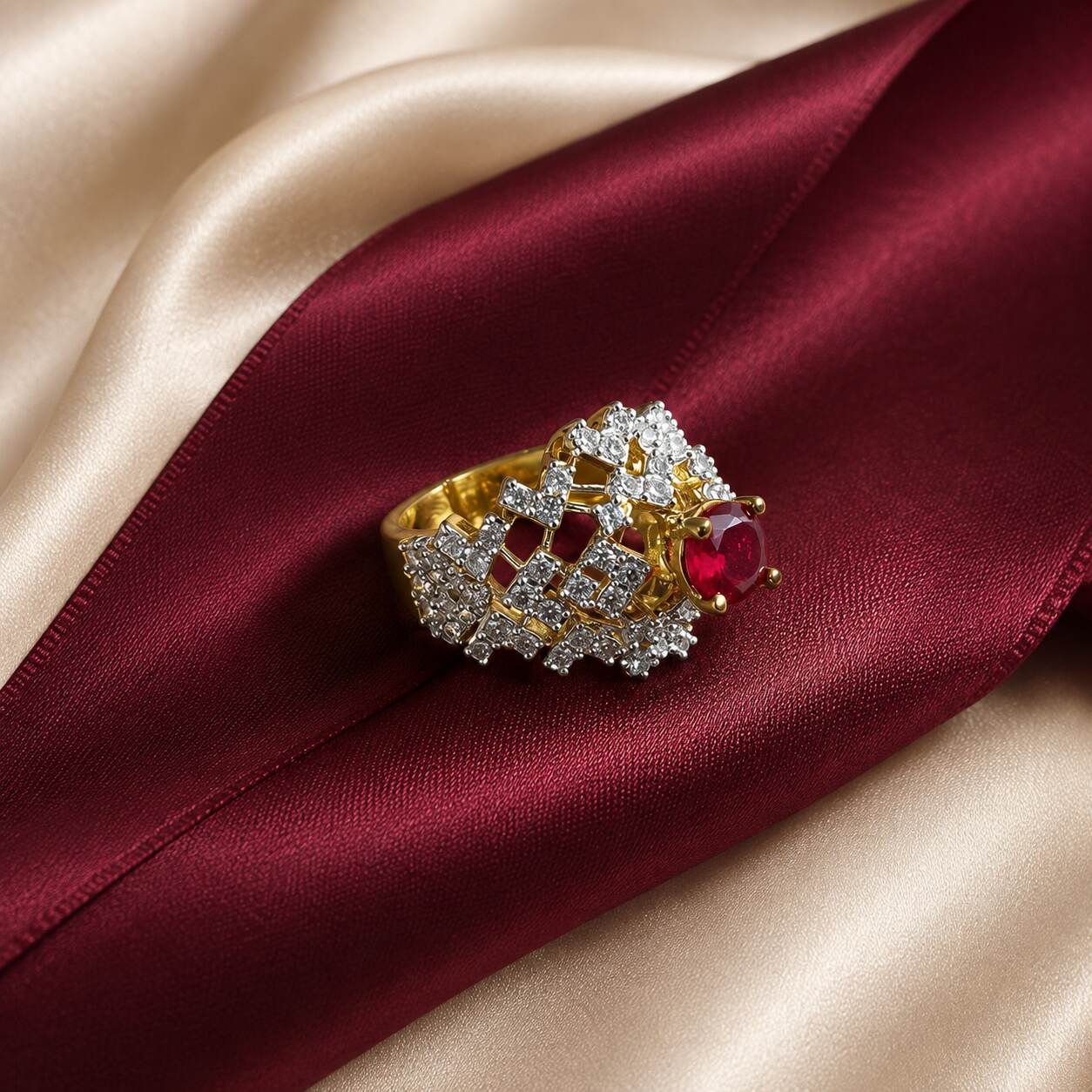 Shah-e-Yaqoot Ruby Crystal Lattice Ring view 2