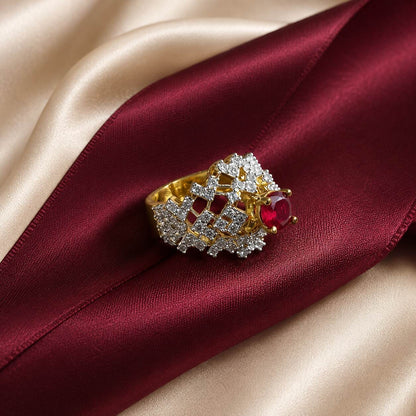 Shah-e-Yaqoot Ruby Crystal Lattice Ring view 2