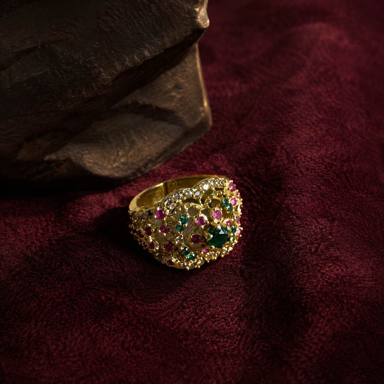 Rang-e-Gul Multicolour Crystal Lattice Ring – view 4