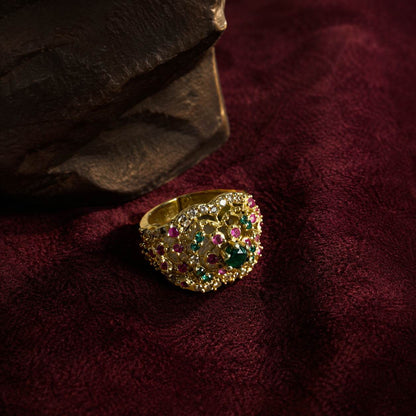 Rang-e-Gul Multicolour Crystal Lattice Ring – view 4