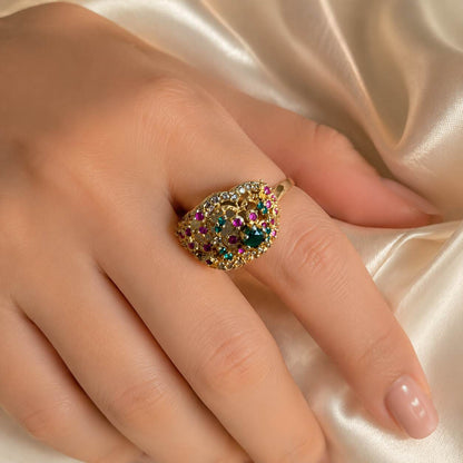 Rang-e-Gul Multicolour Crystal Lattice Ring – view 5