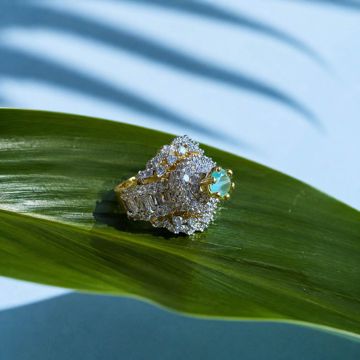 Noor-e-Sabz Emerald Crystal Statement Ring – view 3