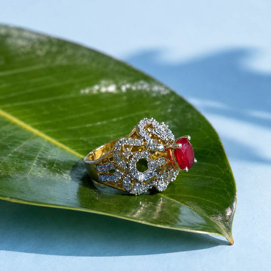 Yaqoot-e-Noor Ruby Crystal Statement Ring – view 3