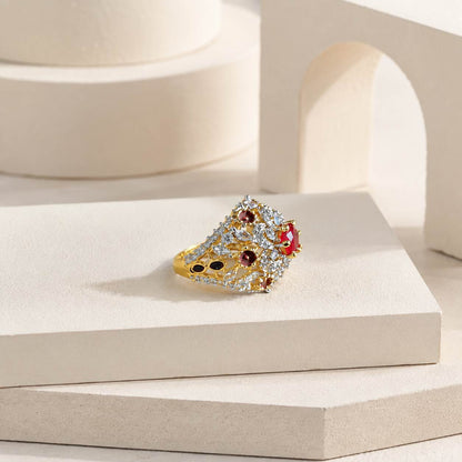 Gulnaar Ruby Multicolour Crystal Ring – view 1