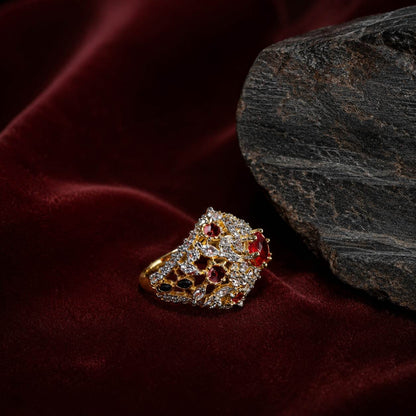 Gulnaar Ruby Multicolour Crystal Ring – view 4