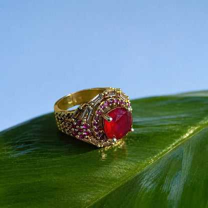 Rang-e-Yaqoot Ruby Crystal Filigree Ring – view 3