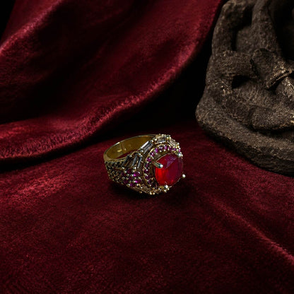 Rang-e-Yaqoot Ruby Crystal Filigree Ring – view 4