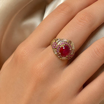 Rang-e-Yaqoot Ruby Crystal Filigree Ring – view 5