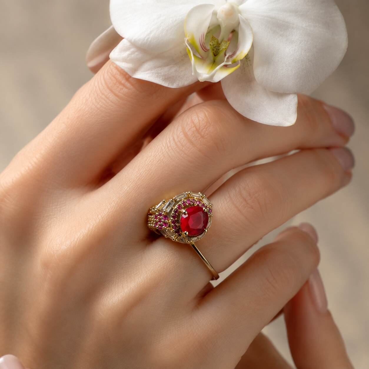 Rang-e-Yaqoot Ruby Crystal Filigree Ring – view 6