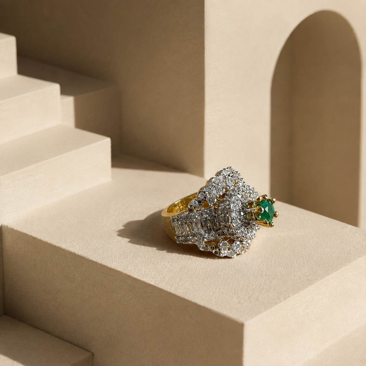 Feroza-e-Sabz Emerald Crystal Statement Ring – view 1