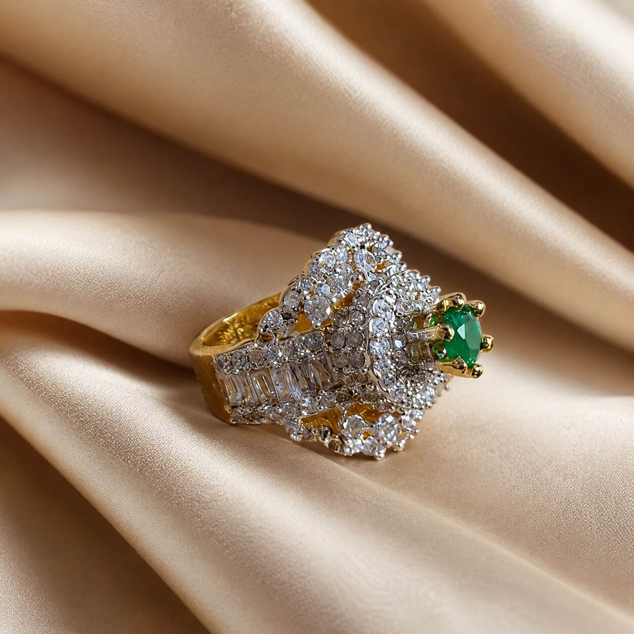 Feroza-e-Sabz Emerald Crystal Statement Ring – view 2