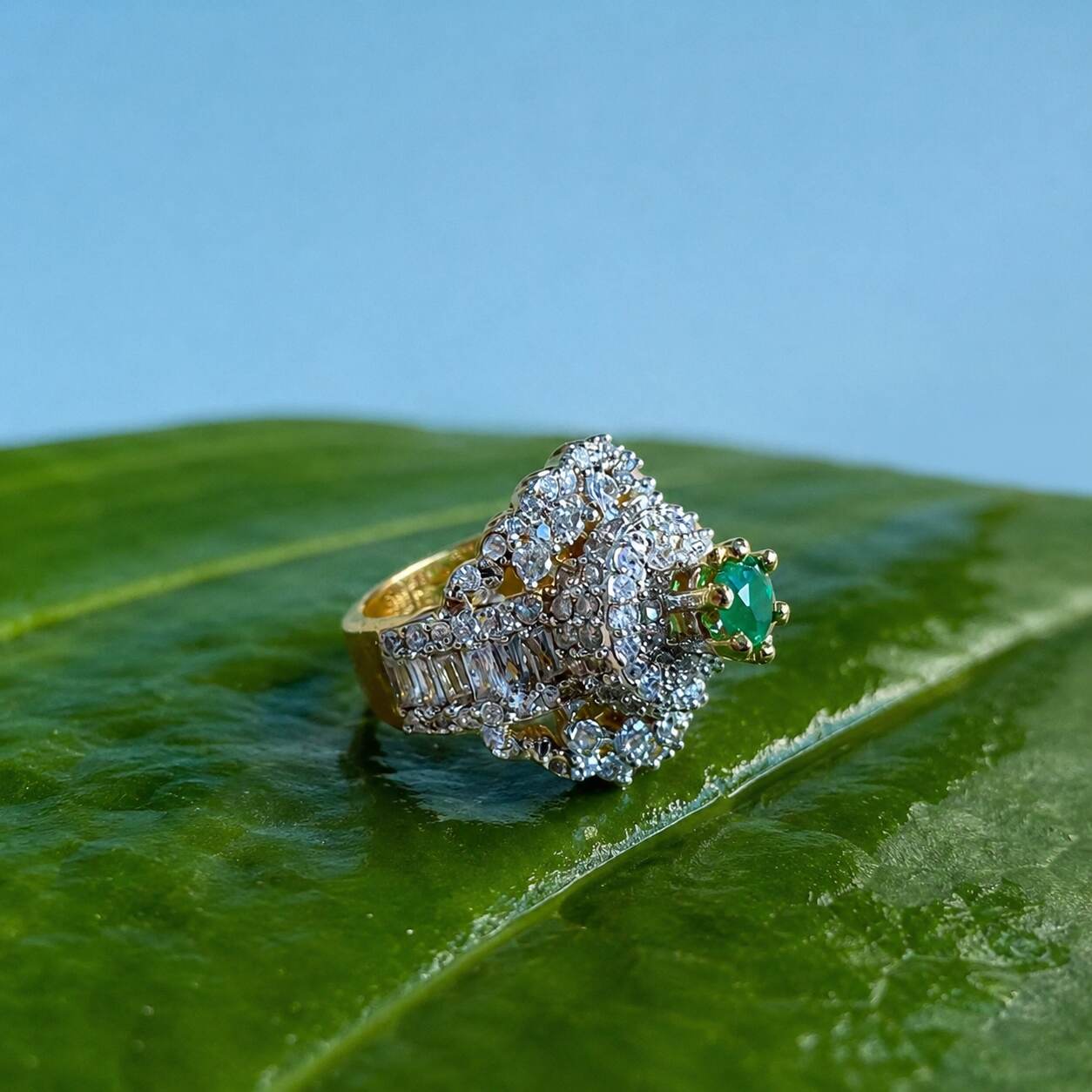 Feroza-e-Sabz Emerald Crystal Statement Ring – view 3