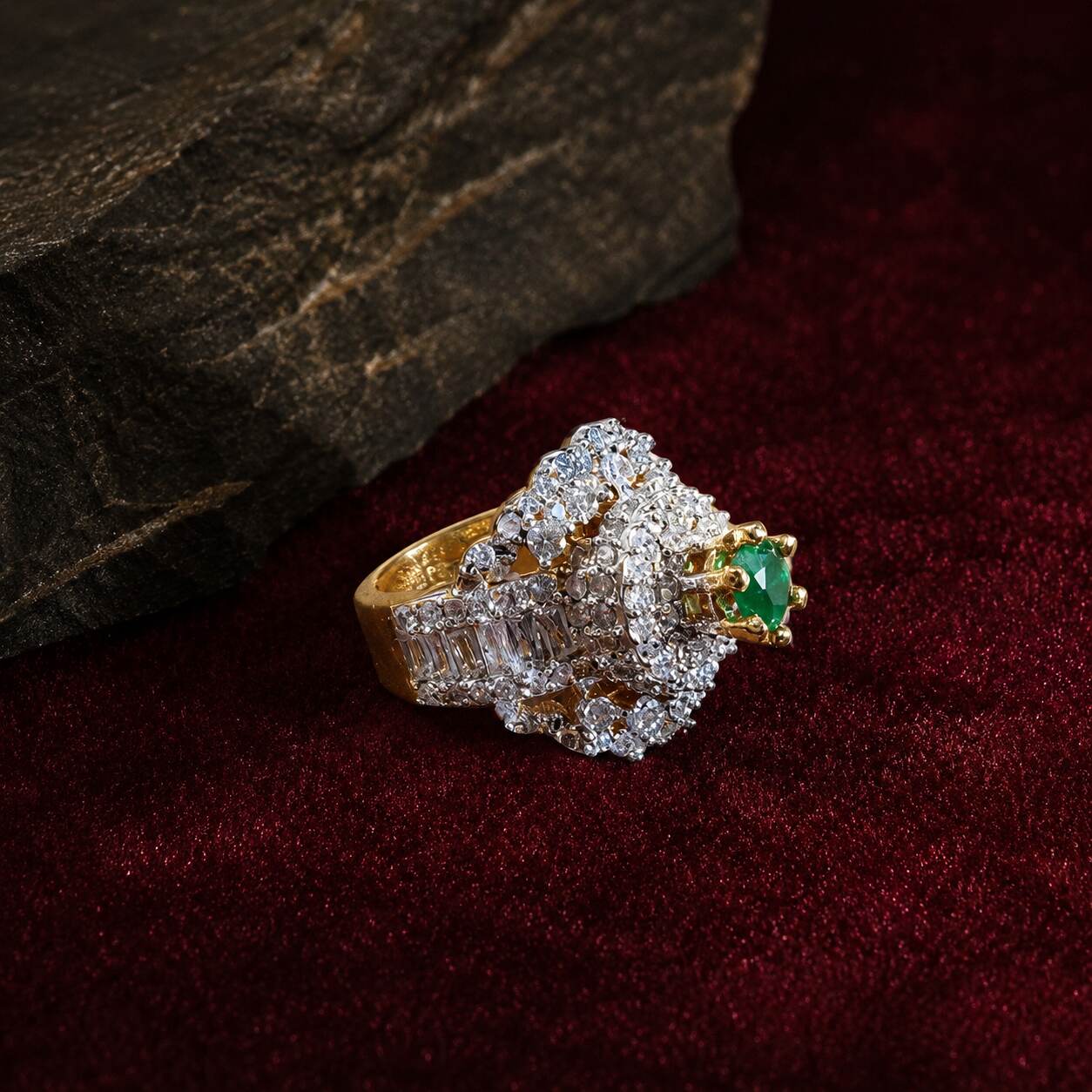Feroza-e-Sabz Emerald Crystal Statement Ring – view 4