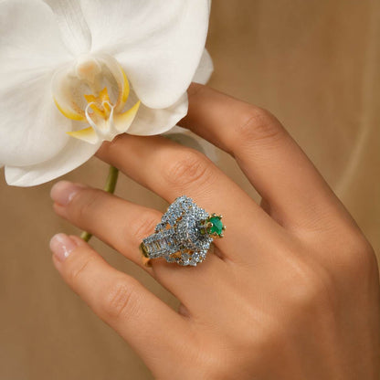 Feroza-e-Sabz Emerald Crystal Statement Ring – view 6