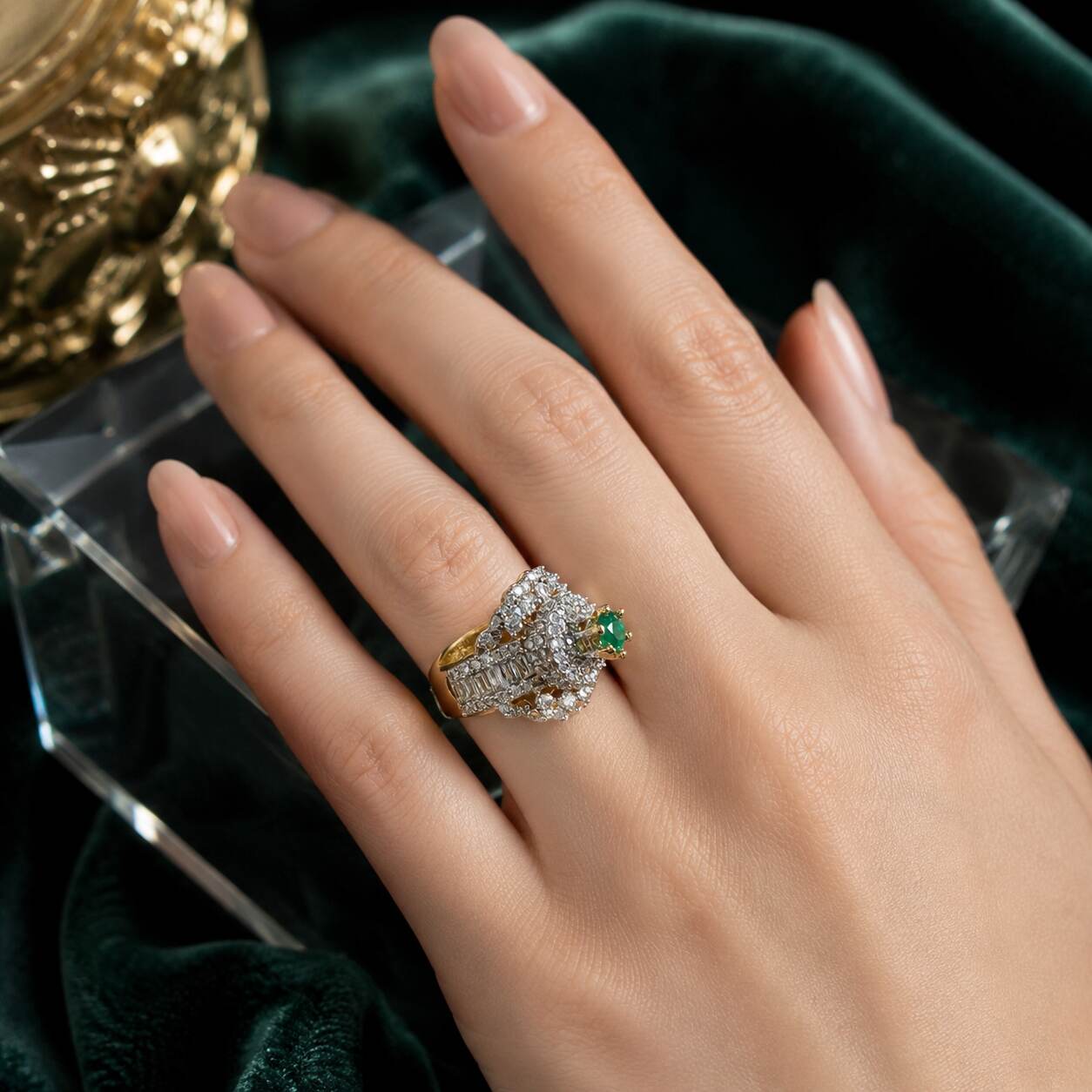 Feroza-e-Sabz Emerald Crystal Statement Ring – view 7