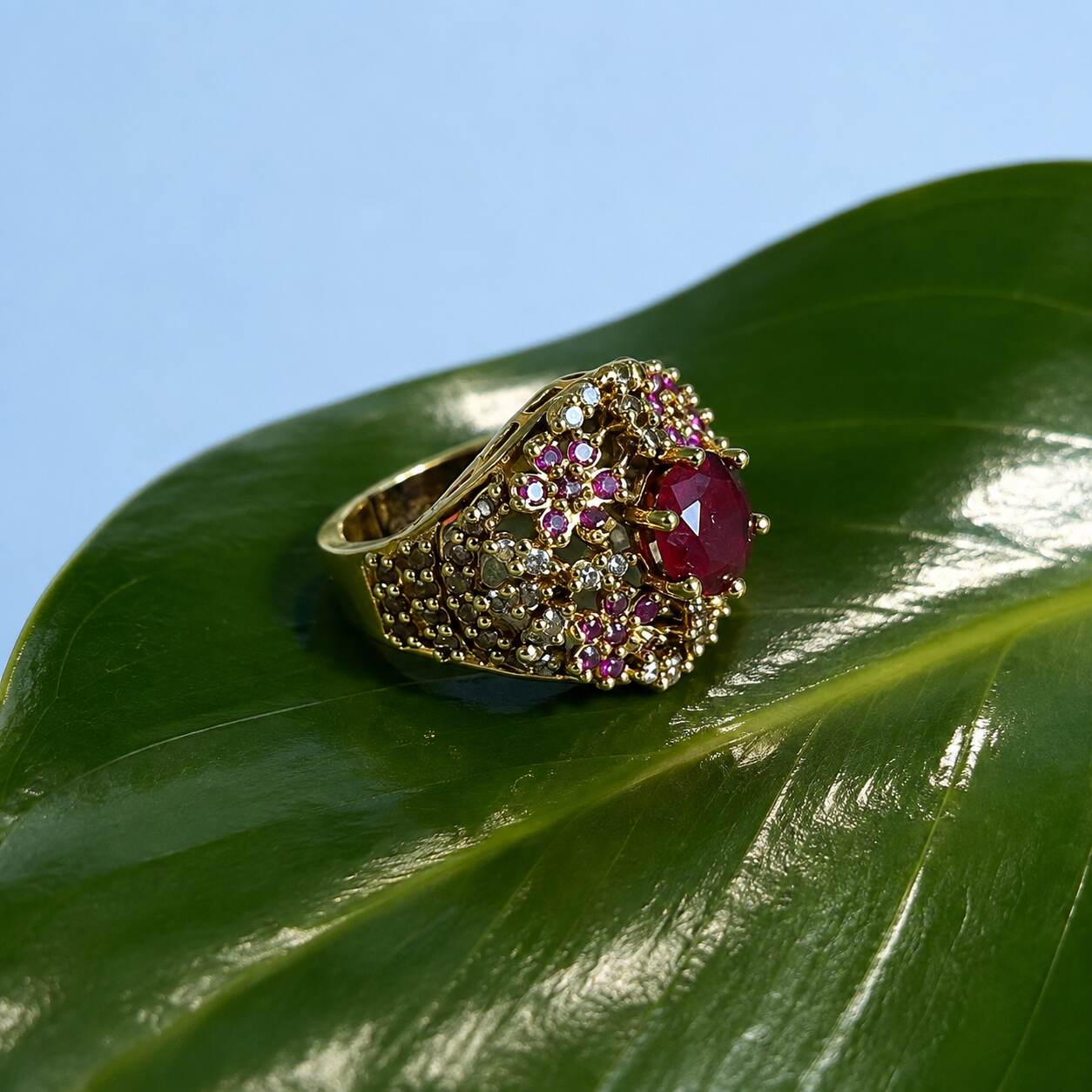 Gul-e-Yaqoot Ruby Crystal Lattice Ring – view 3