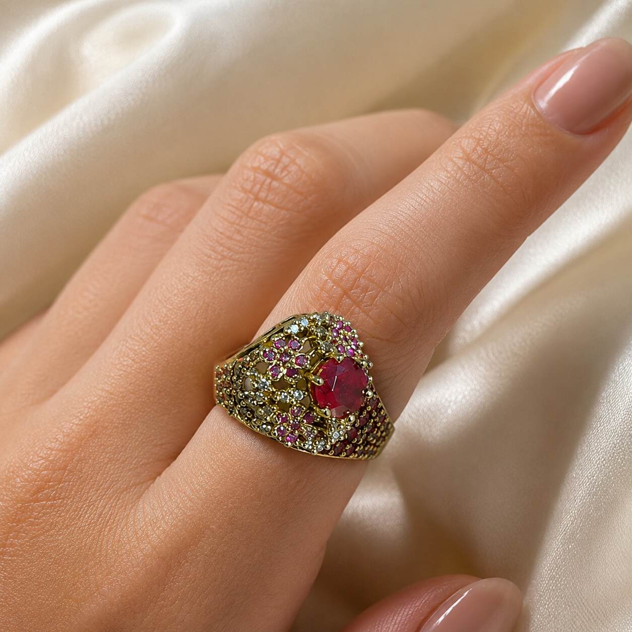Gul-e-Yaqoot Ruby Crystal Lattice Ring – view 5