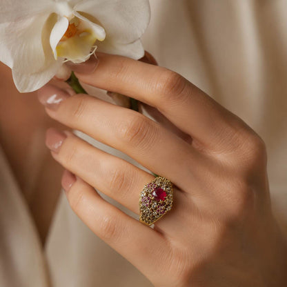 Gul-e-Yaqoot Ruby Crystal Lattice Ring – view 6