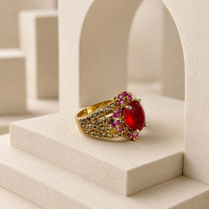 Noor-e-Yaqoot Ruby Crystal Lattice Ring – view 1