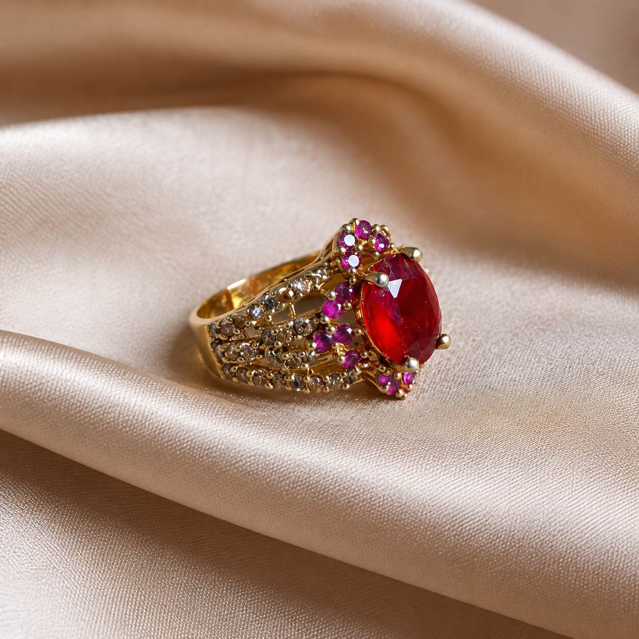 Noor-e-Yaqoot Ruby Crystal Lattice Ring – view 2