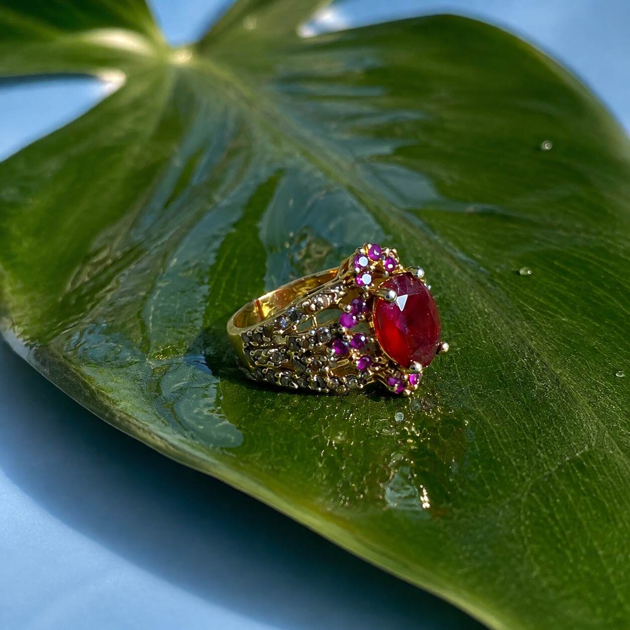 Noor-e-Yaqoot Ruby Crystal Lattice Ring – view 3