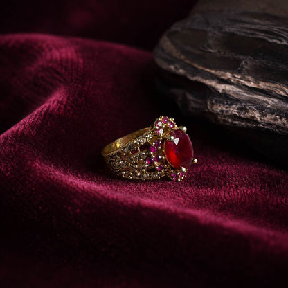 Noor-e-Yaqoot Ruby Crystal Lattice Ring – view 4