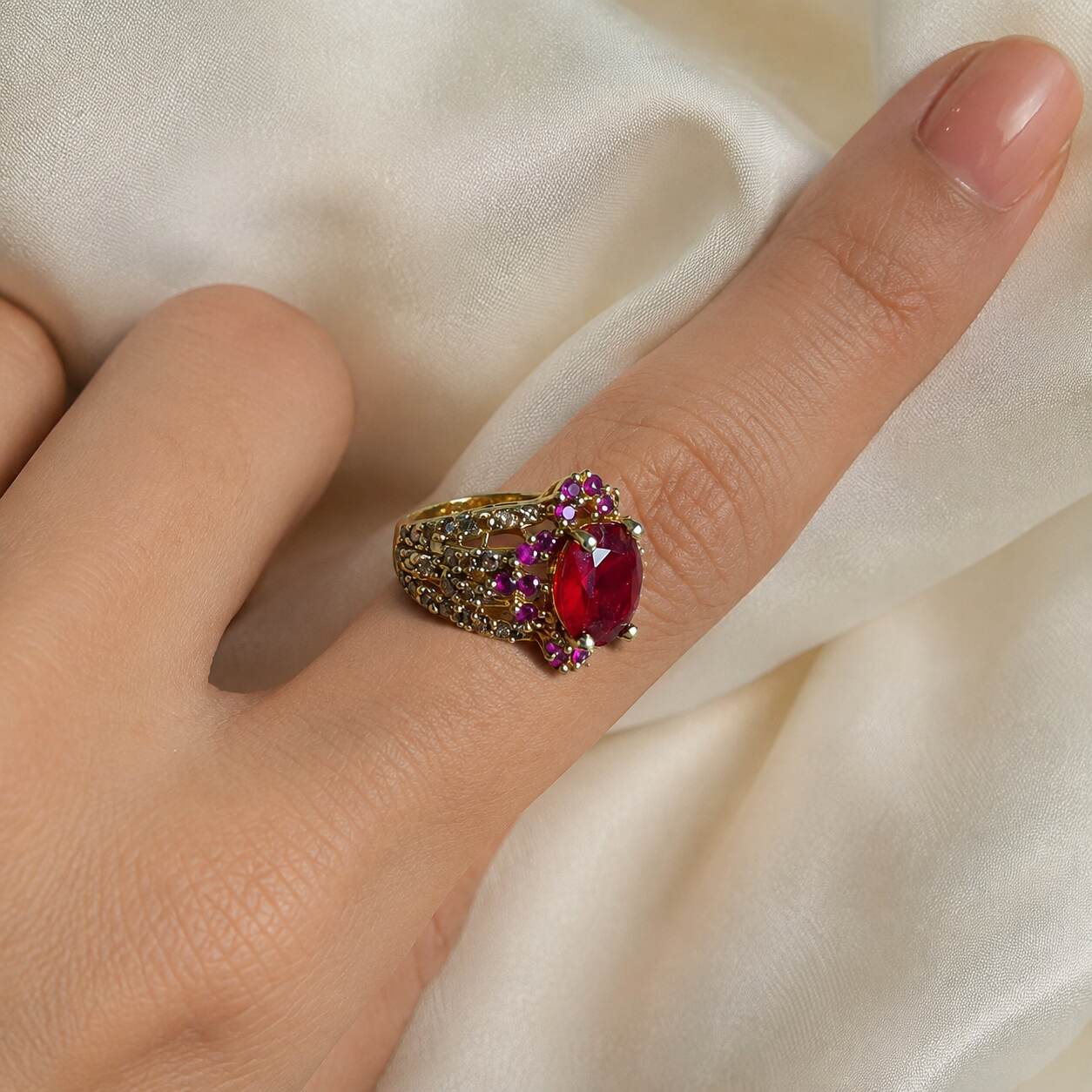Noor-e-Yaqoot Ruby Crystal Lattice Ring – view 5