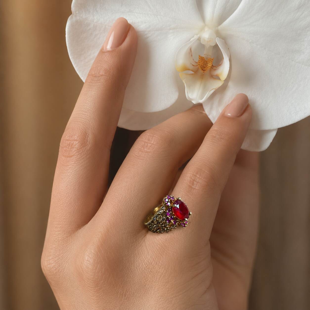Noor-e-Yaqoot Ruby Crystal Lattice Ring – view 6