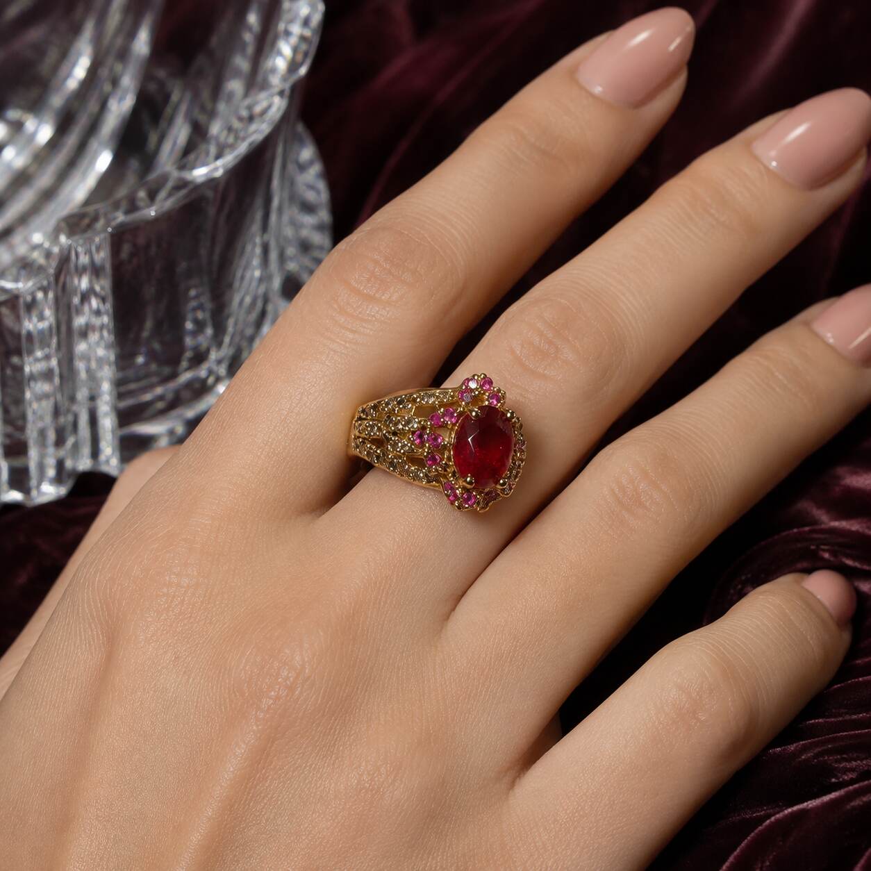 Noor-e-Yaqoot Ruby Crystal Lattice Ring – view 7