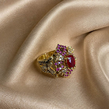 Meher-e-Yaqoot Ruby Crystal Statement Ring – view 2