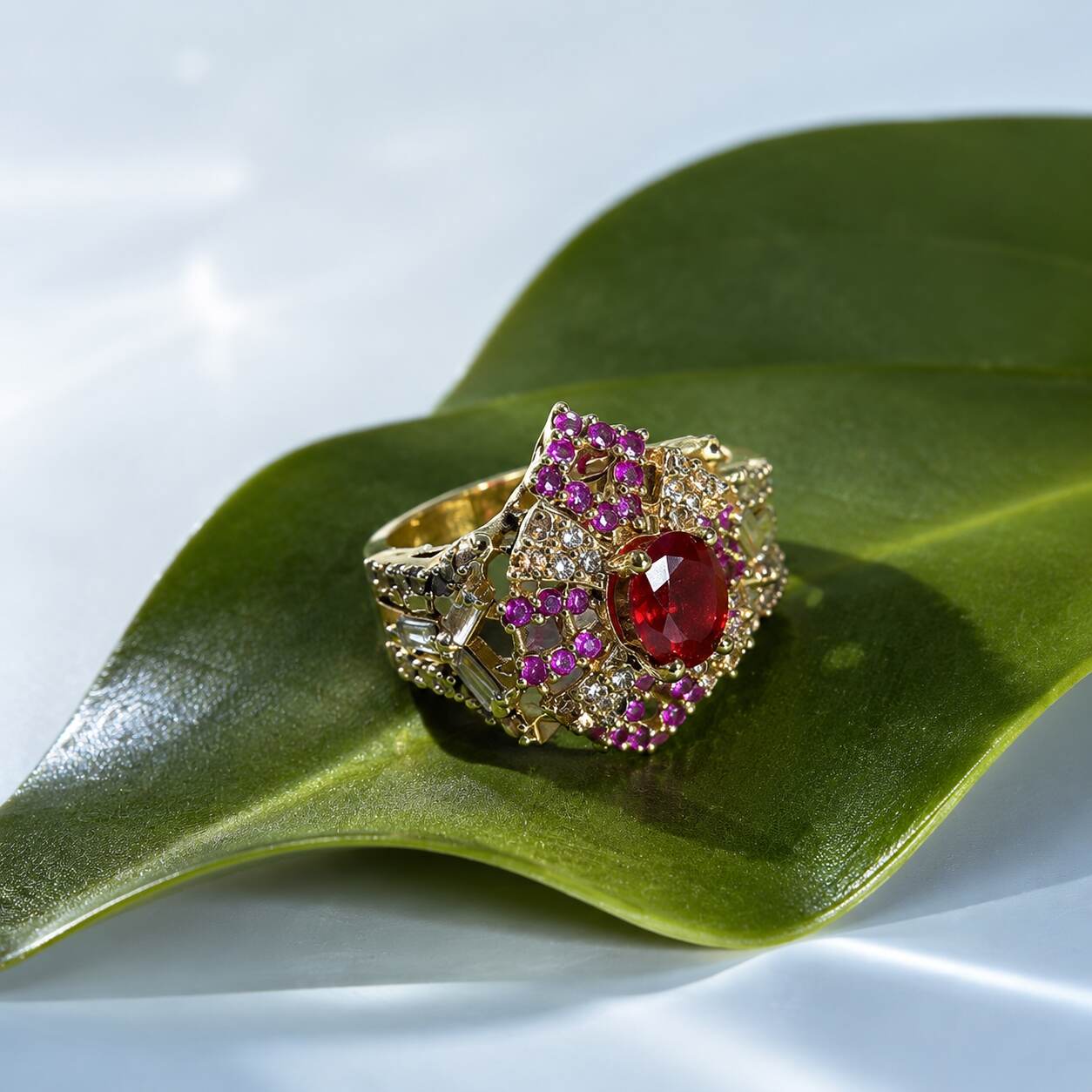 Meher-e-Yaqoot Ruby Crystal Statement Ring – view 3