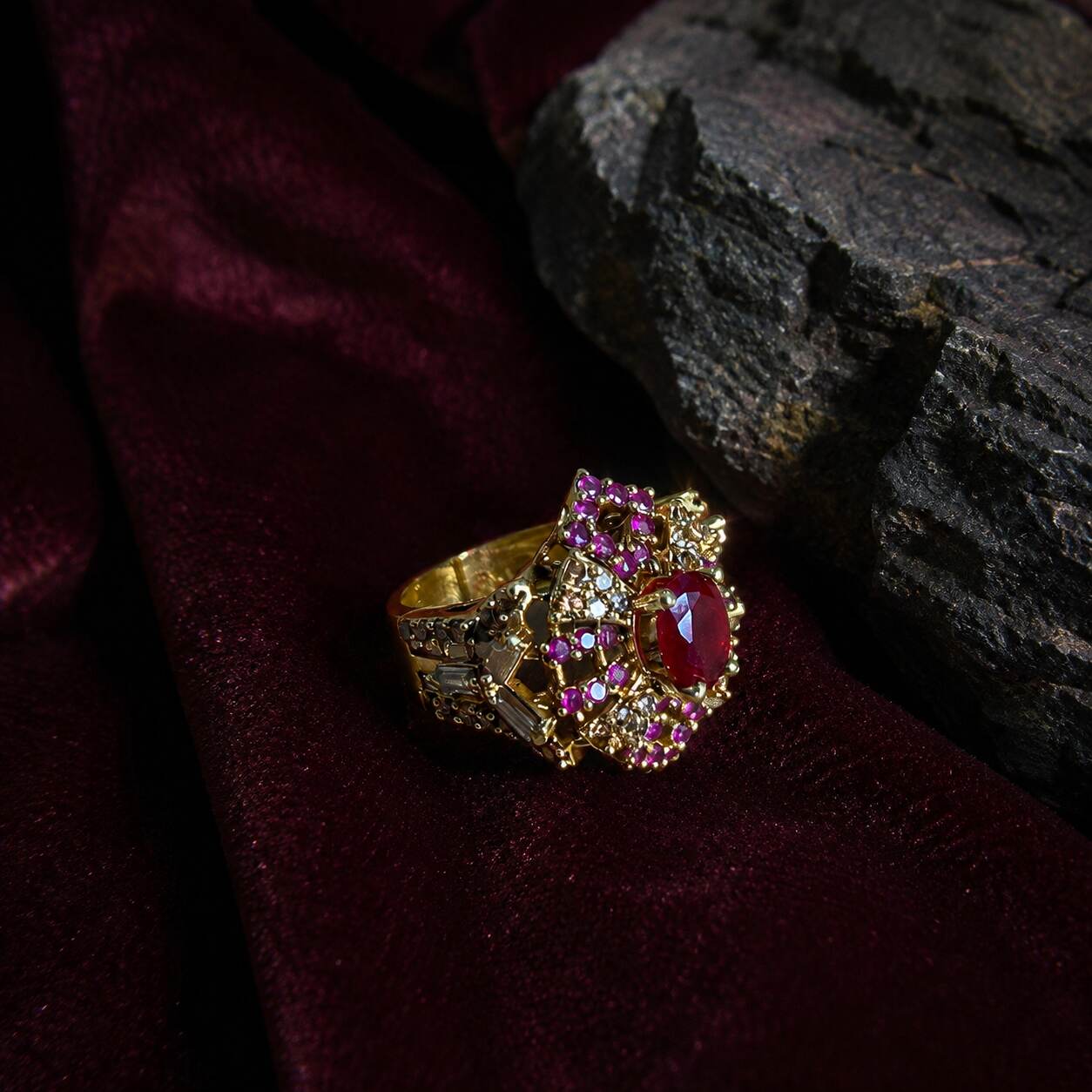Meher-e-Yaqoot Ruby Crystal Statement Ring – view 4