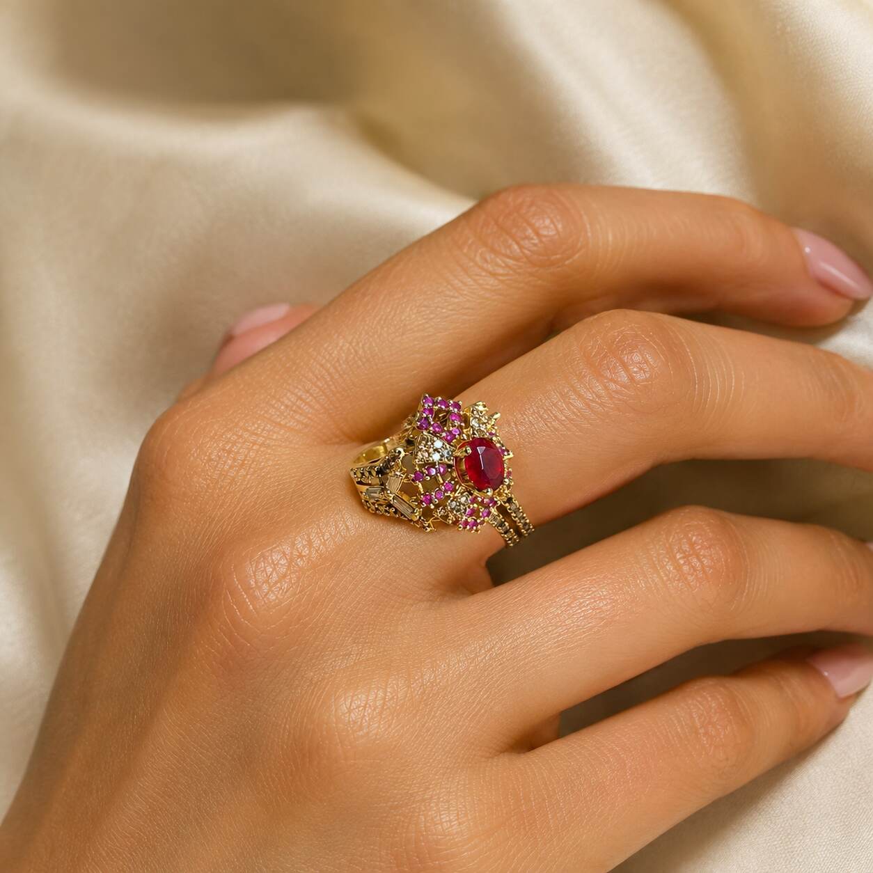 Meher-e-Yaqoot Ruby Crystal Statement Ring – view 5