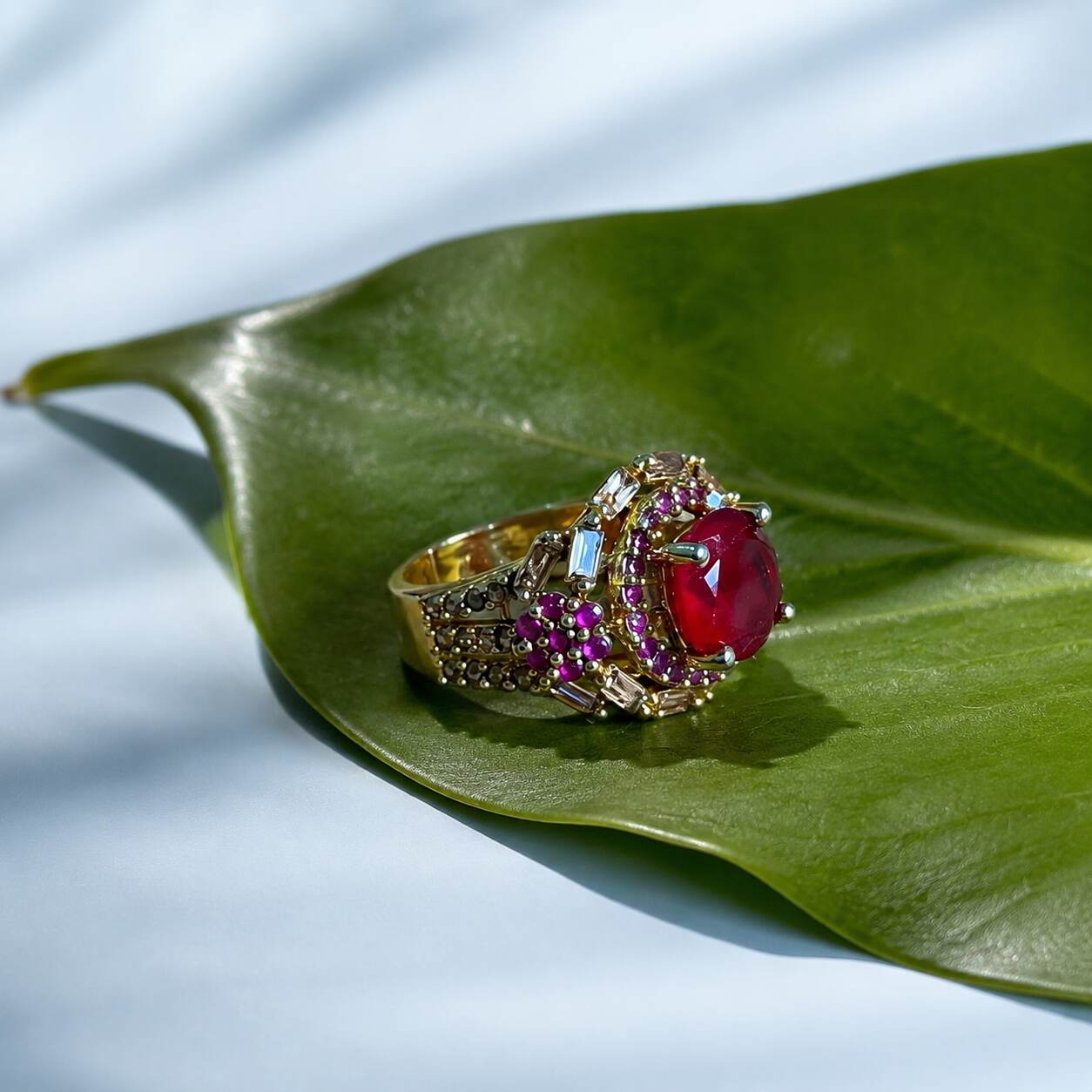Shahbano Ruby Crystal Filigree Ring – view 3