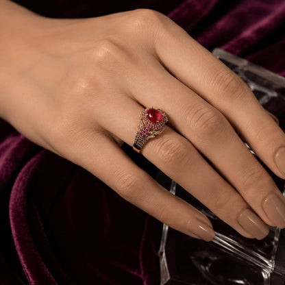 Shahbano Ruby Crystal Filigree Ring – view 7