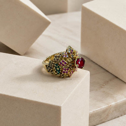 Rang-e-Bahar Multicolour Crystal Lattice Ring – view 1