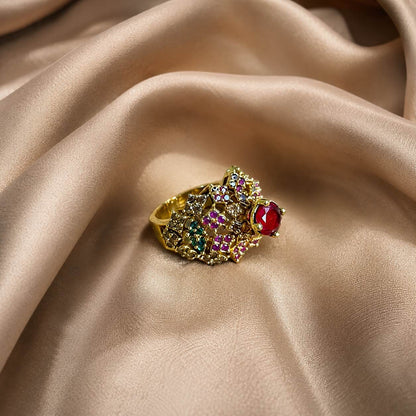 Rang-e-Bahar Multicolour Crystal Lattice Ring – view 2