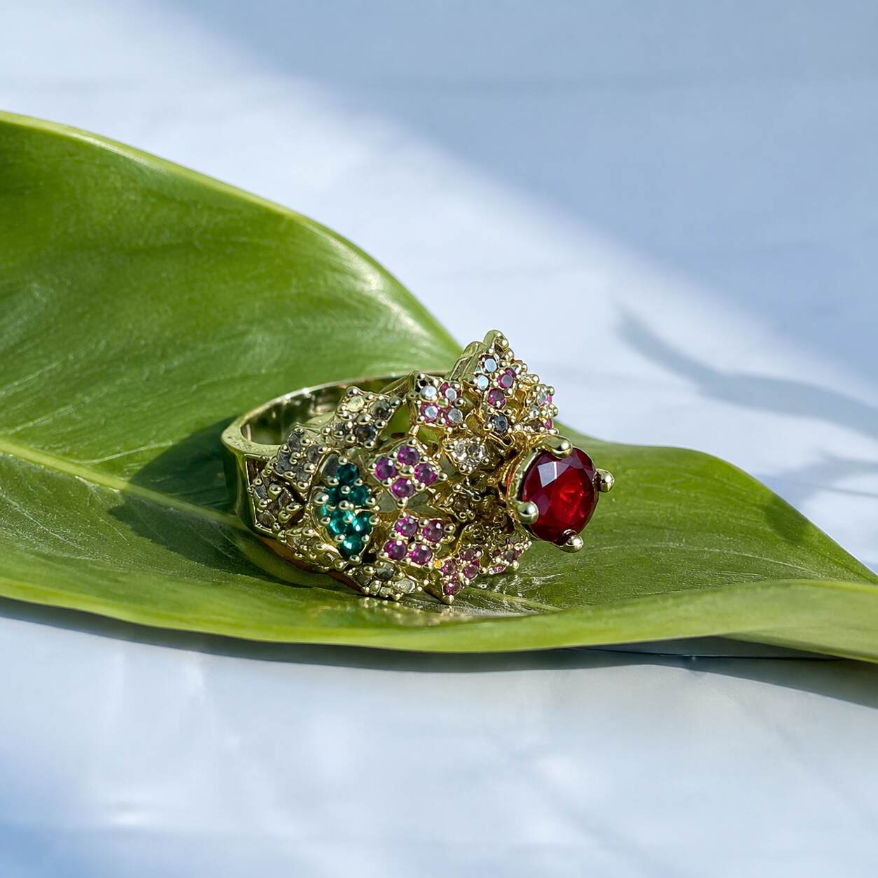 Rang-e-Bahar Multicolour Crystal Lattice Ring – view 3