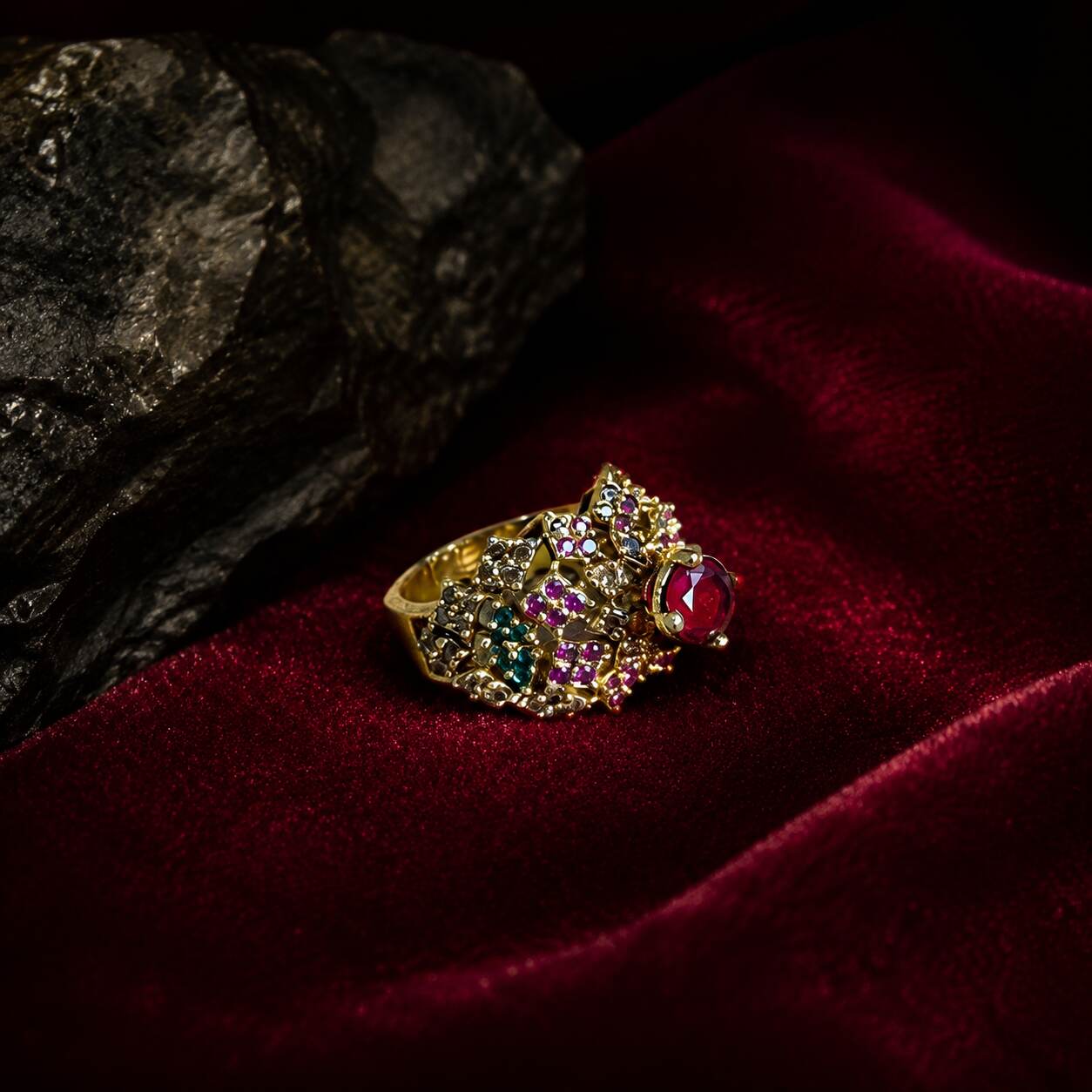 Rang-e-Bahar Multicolour Crystal Lattice Ring – view 4