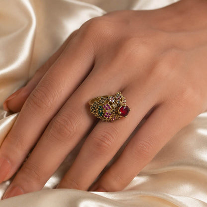 Rang-e-Bahar Multicolour Crystal Lattice Ring – view 5