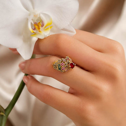 Rang-e-Bahar Multicolour Crystal Lattice Ring – view 6