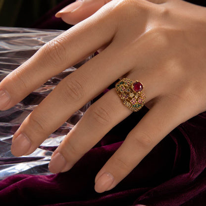 Rang-e-Bahar Multicolour Crystal Lattice Ring – view 7