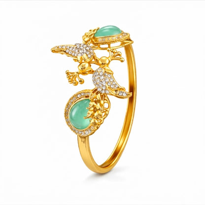Scarlet Bird Cuff Bangle - Gold Plated Openable Design