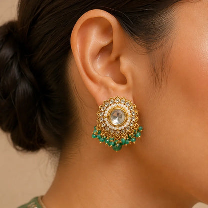 Pearl Kundan Studs