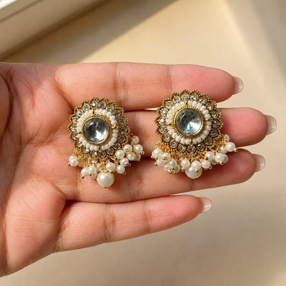 Pearl Kundan Studs
