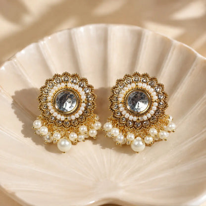 Pearl Kundan Studs